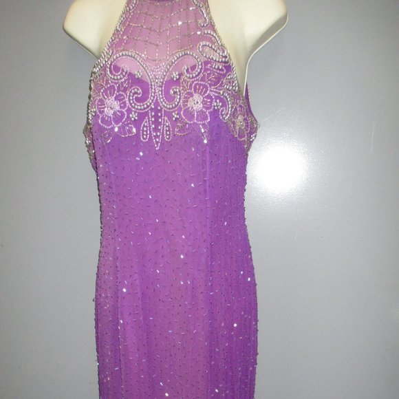 Bella Diosa Collection Ballroom Dress Size 6 Purple/Silver Sequence Lined Dress - Picture 2 of 13